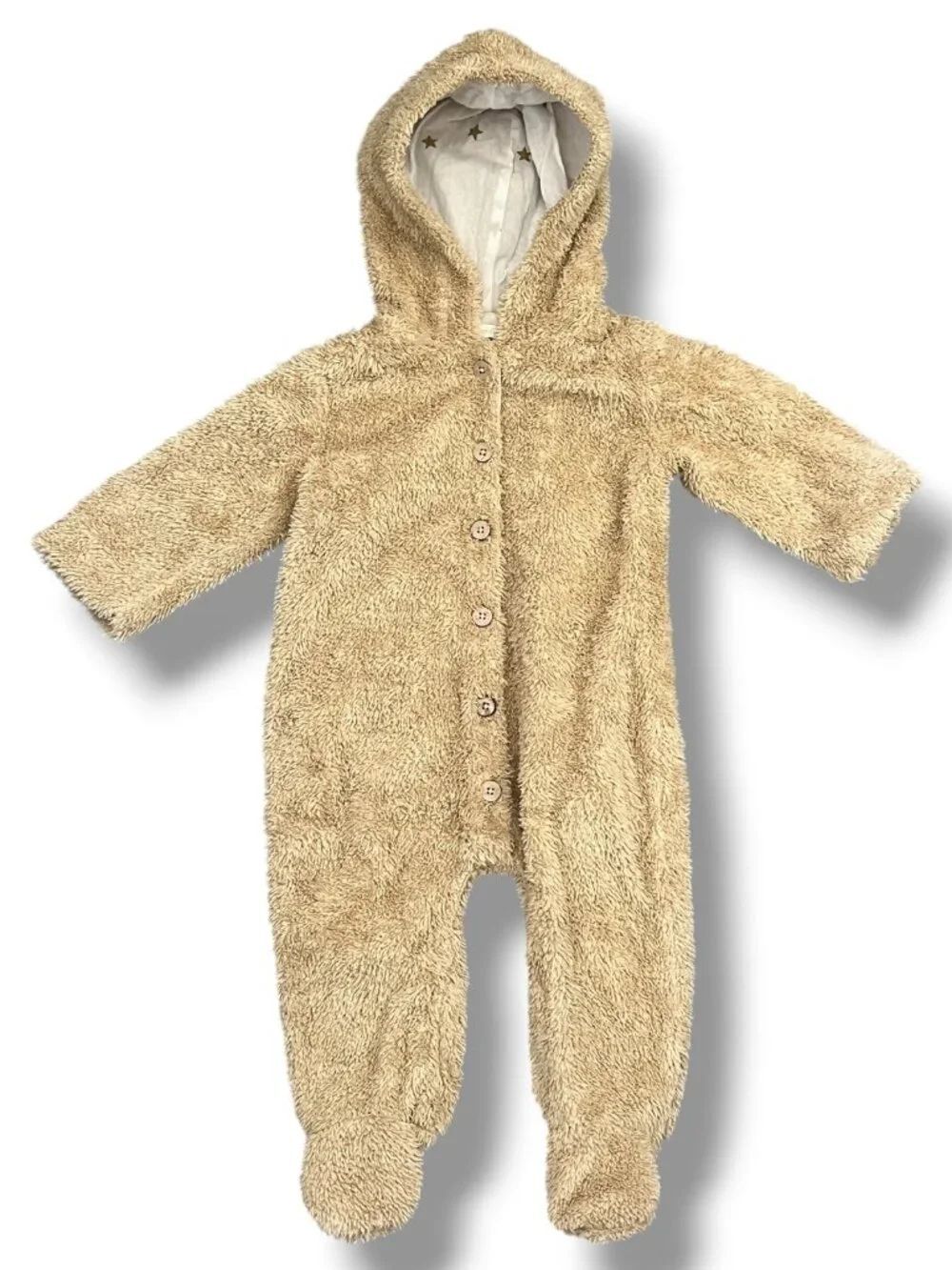 Rylee + Cru Sherpa Bear Hooded Jumpsuit Romper Bunting Size 6-12M